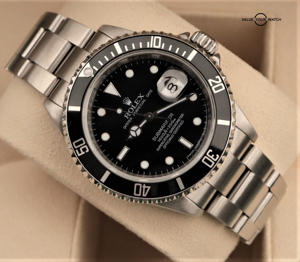Rolex Submariner Date 16160 40mm No Holes Black Dial RARE Engraved Rehaut B&P - Image 8