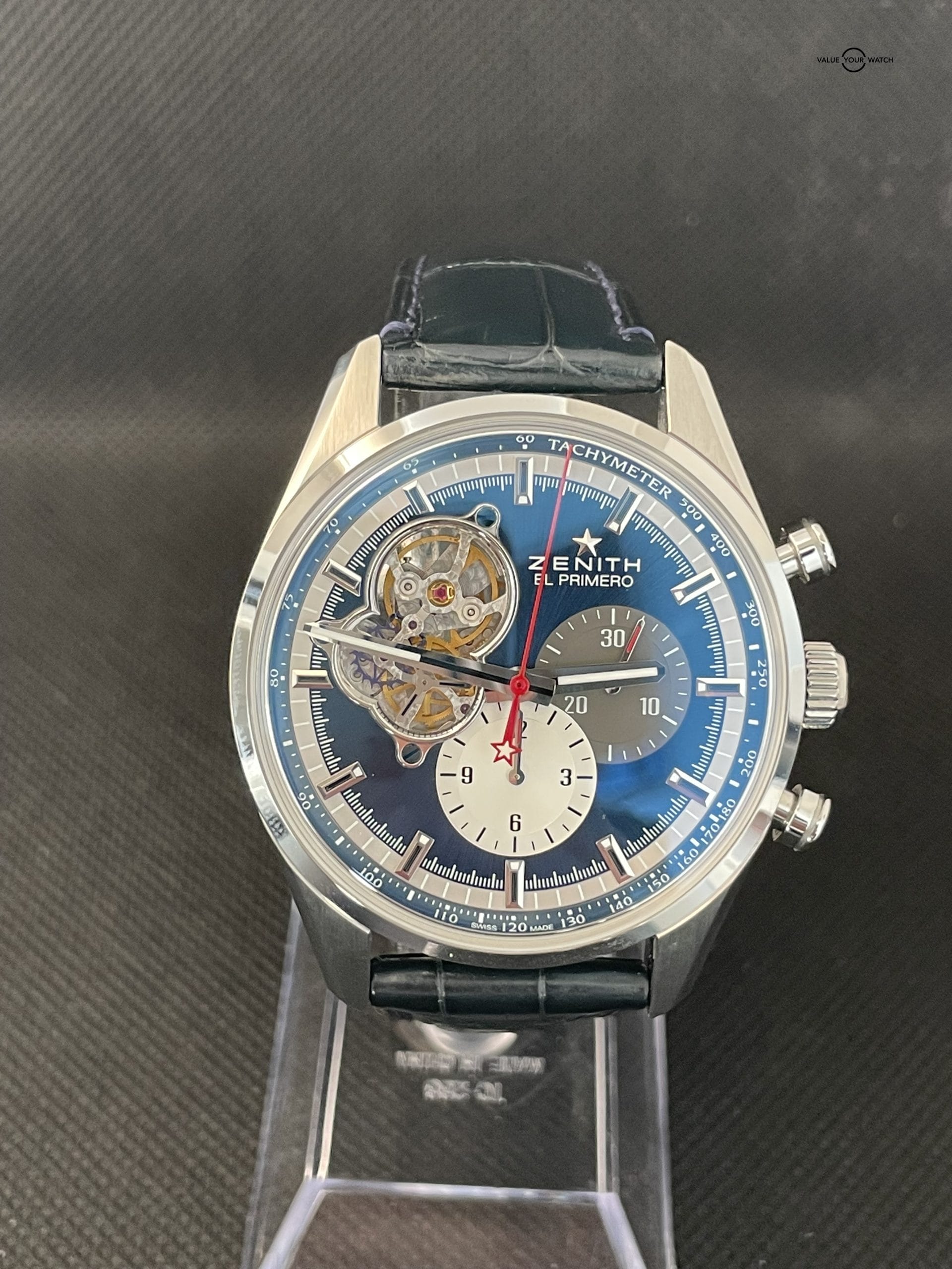 Zenith El Primero Chronomaster 1969 42mm in Steel on Blue Rubber Strap with Blue Dial - Image 2