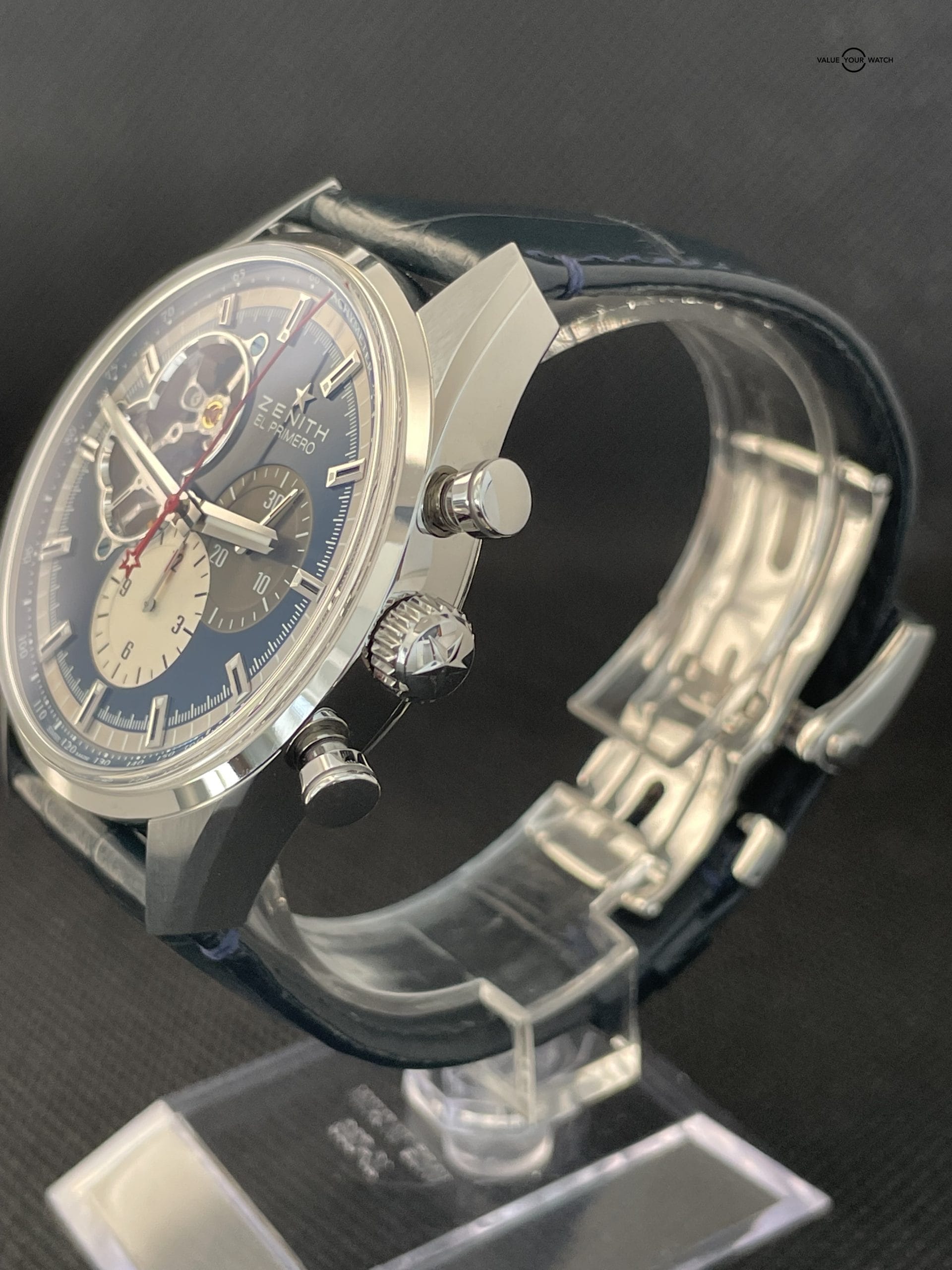 Zenith El Primero Chronomaster 1969 42mm in Steel on Blue Rubber Strap with Blue Dial - Image 4