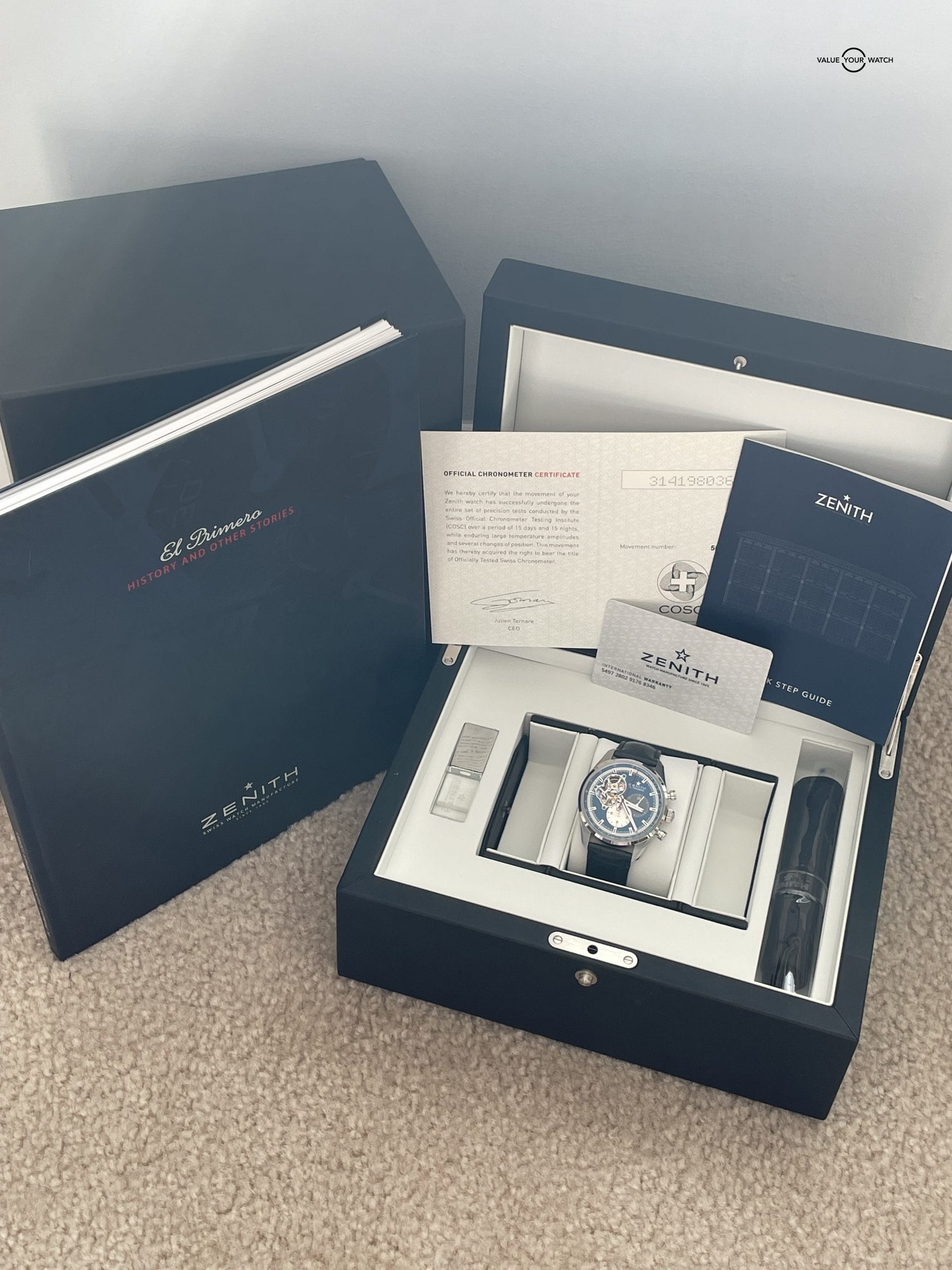 Zenith El Primero Chronomaster 1969 42mm in Steel on Blue Rubber Strap with Blue Dial - Image 9