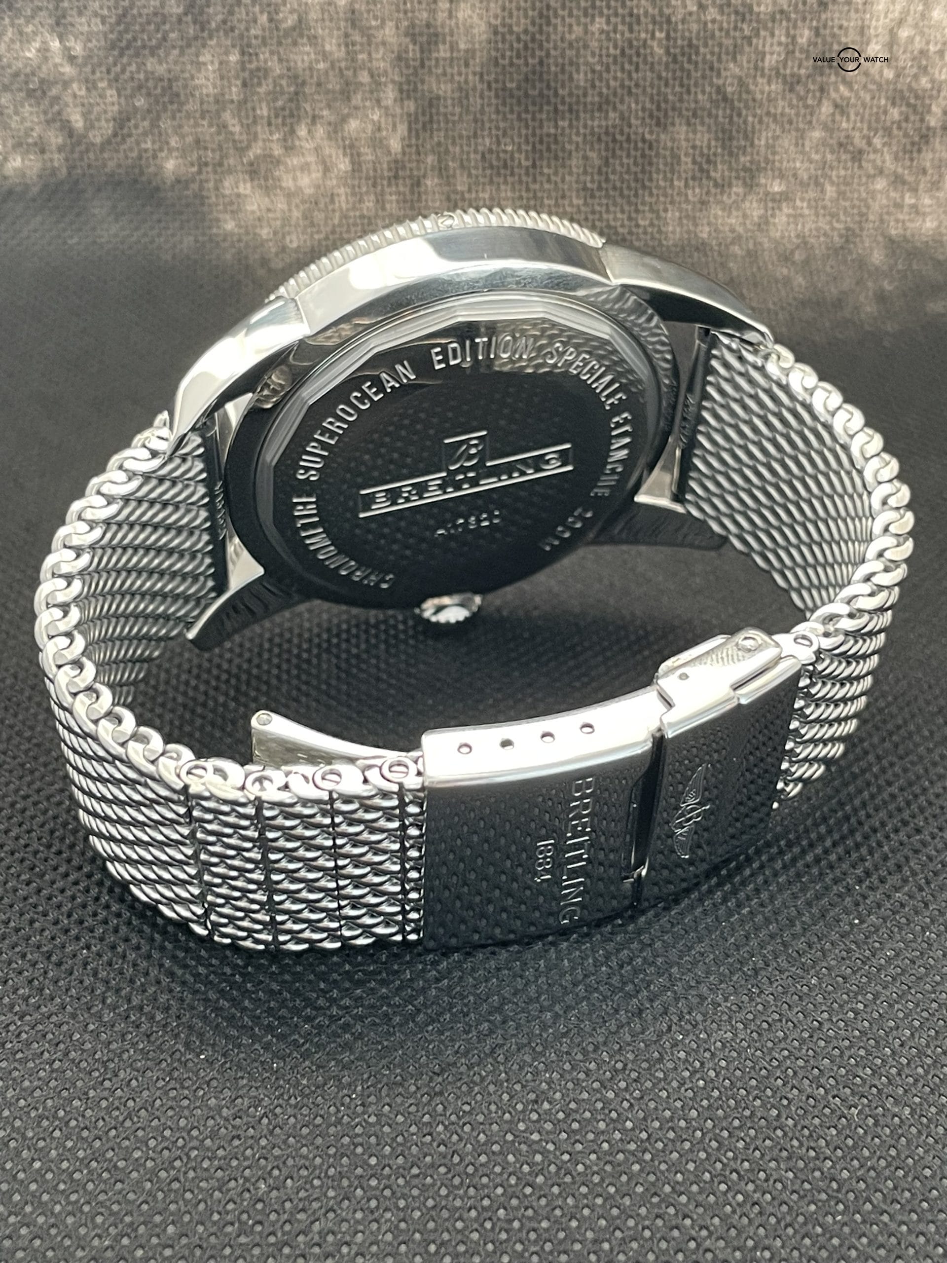 Breitling SuperOcean Heritage I Blue White Dial 46mm Mesh Steel Watch A17320 - Image 5