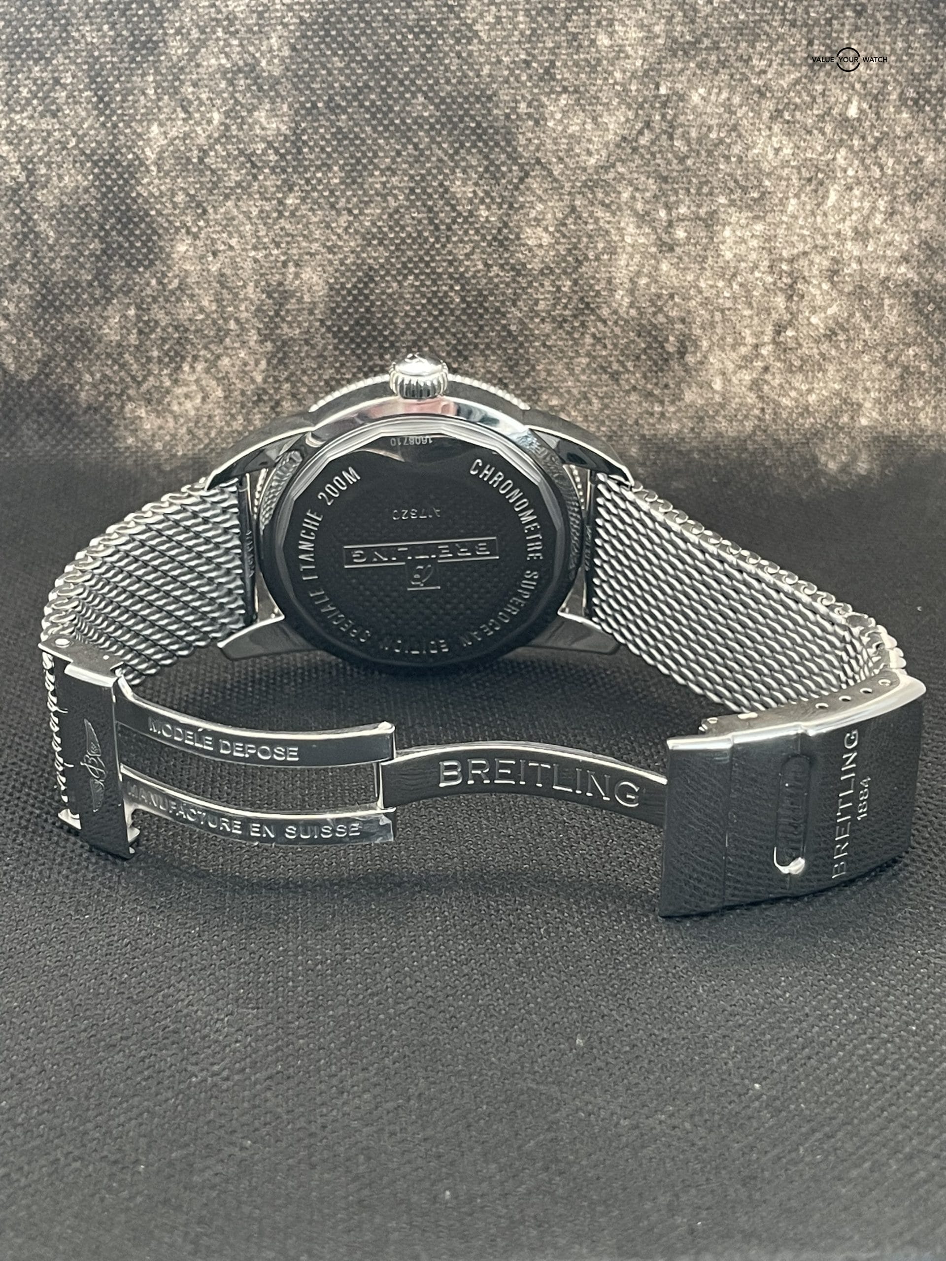 Breitling SuperOcean Heritage I Blue White Dial 46mm Mesh Steel Watch A17320 - Image 7