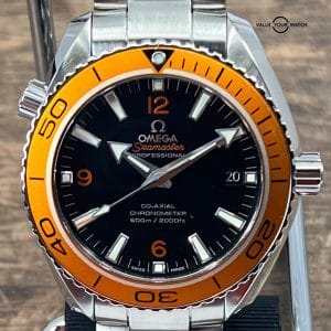 OMEGA Seamaster Planet Ocean 600M Co-Axial Chronometer 42mm Orange Bezel Box and Papers