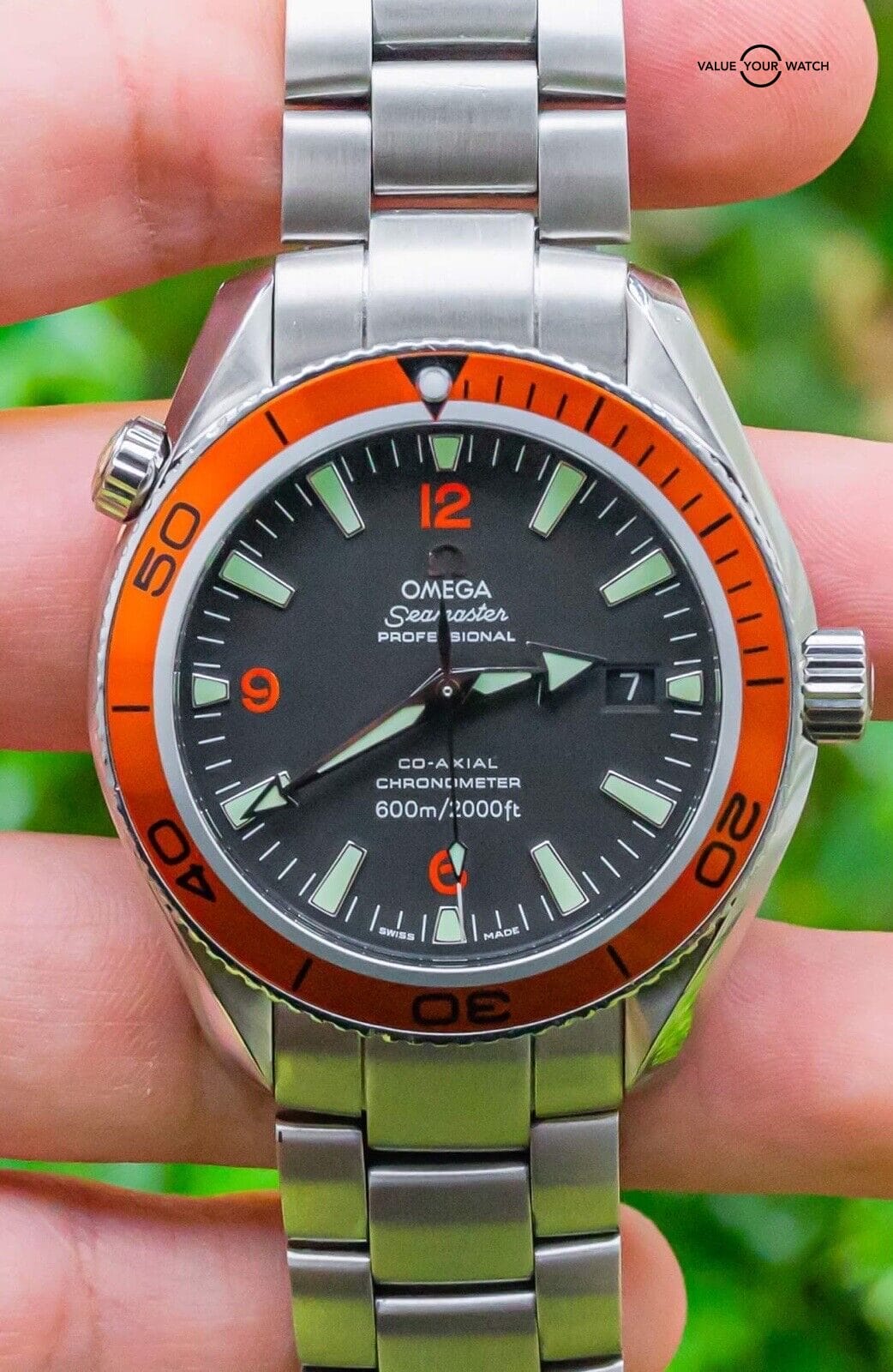 Omega Seamaster Planet Ocean 42 Serviced Black Dial Orange 600M Bracelet 2209.50