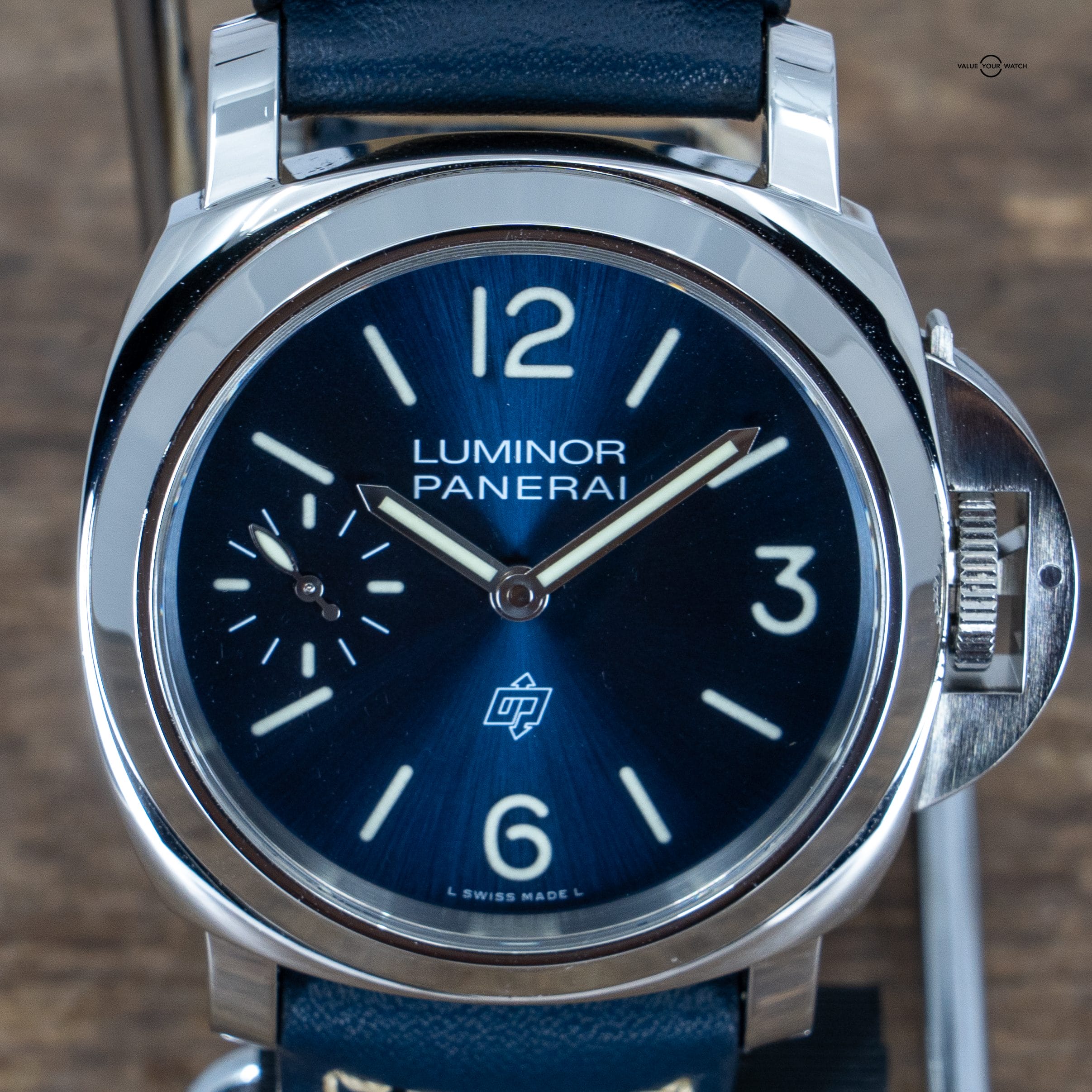 Panerai Luminor Blu Mare Steel Blue Dial Mens Watch PAM 1085 Box