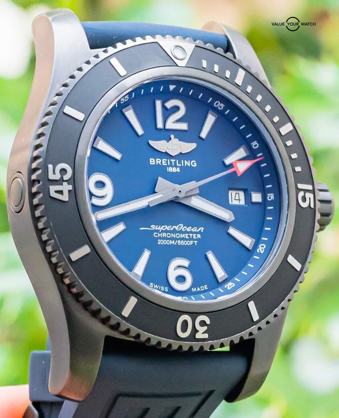 Breitling Superocean Automatic 46 Black Steel Blue Complete Boxes Papers M17368 Value Your Watch