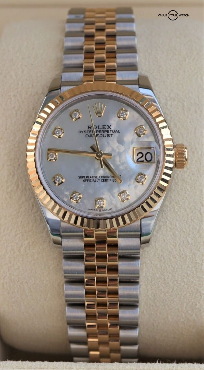 Undskyld mig blyant Gedehams Rolex Datejust 31mm 18K Yellow Gold & SS Mother of Pearl 278273  BOXES/PAPERS! | Value Your Watch