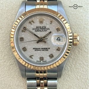 Rolex Lady Datejust 18K Yellow Gold & SS Cream Jubilee Arabic Dial RARE!!