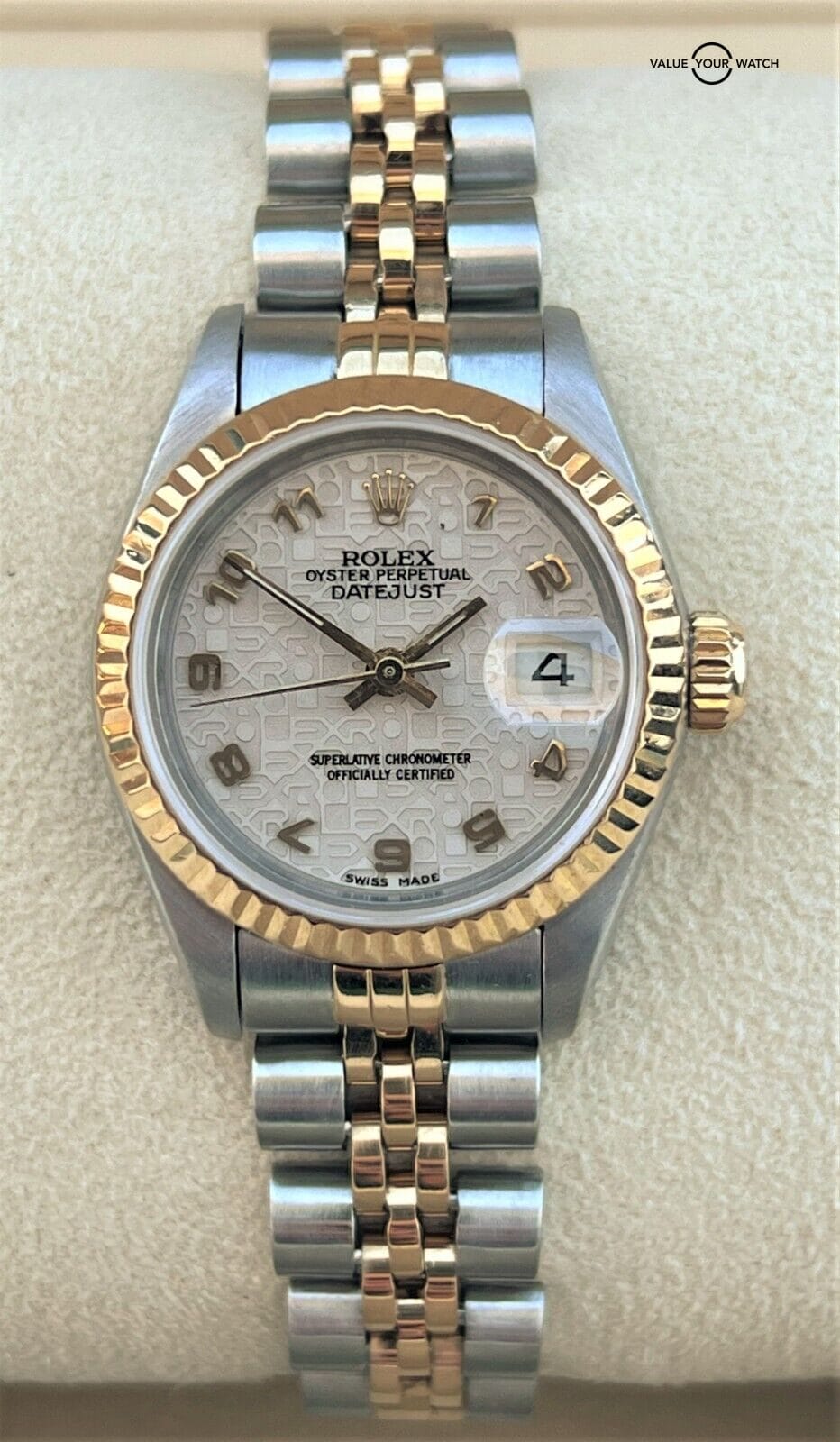Rolex Lady Datejust 18K Yellow Gold & SS Cream Jubilee Arabic Dial RARE!!