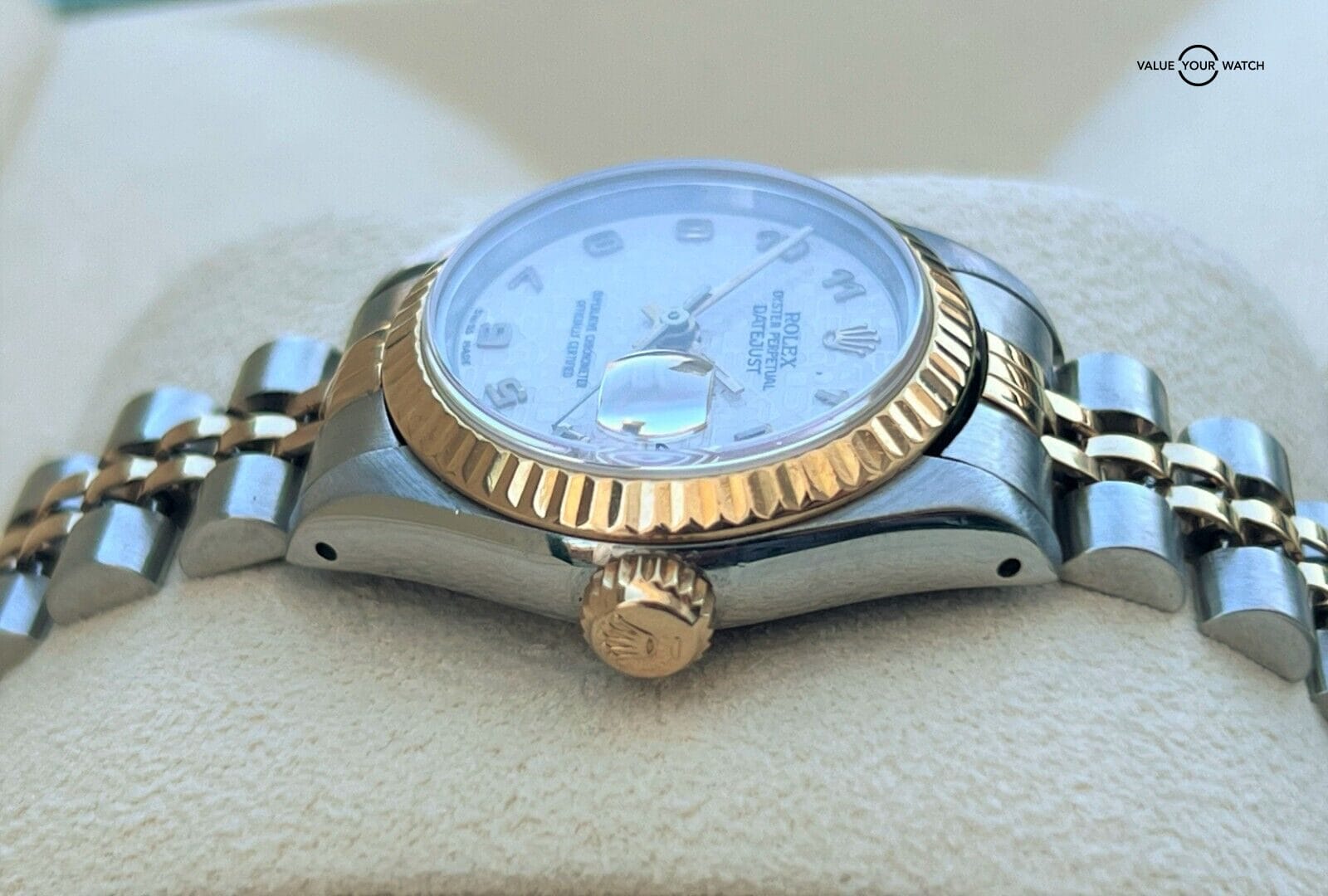 Rolex Lady Datejust 18K Yellow Gold & SS Cream Jubilee Arabic Dial RARE!! - Image 3
