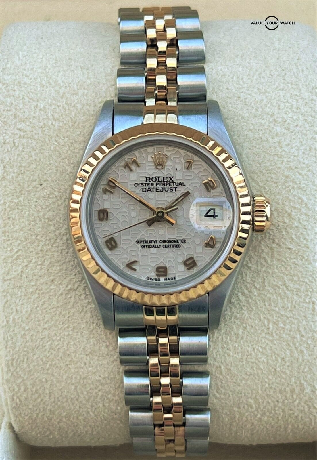 Rolex Lady Datejust 18K Yellow Gold & SS Cream Jubilee Arabic Dial RARE!! - Image 6