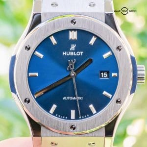 Hublot Classic Fusion 42 Titanium Blue Box Alligator Deploy Date 542.NX.7170.LR