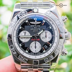 Breitling Chronomat 44 B01 $9K MSRP Black Dial Bracelet Boxes In-House AB0110