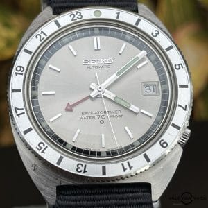 Vintage Seiko 6117-8000 GMT Navigator Timer Watch Rare Silver Variant Estate