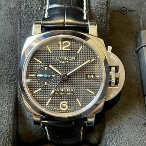 Panerai Luminor 1950 3 Days GMT 42mm Waffle Dial Leather Strap PAM01535
