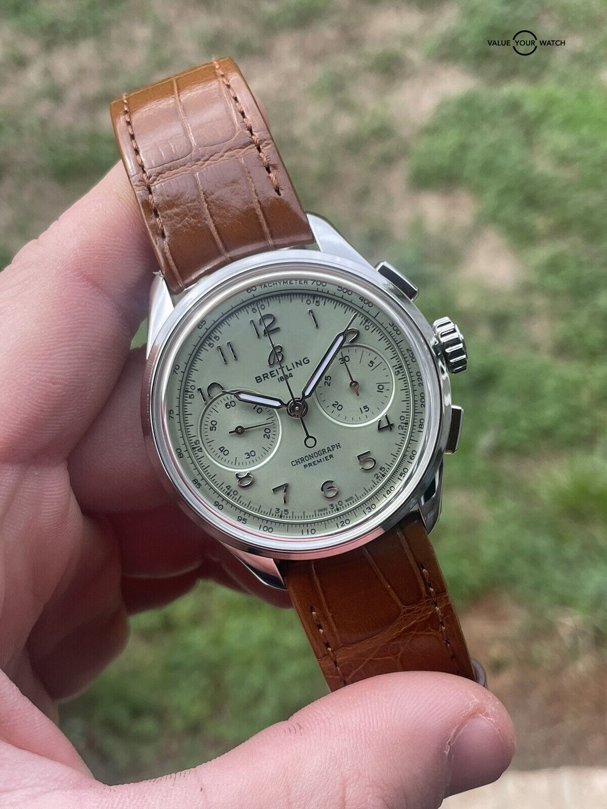 Breitling Premier B09 40 Pistachio Green Dial Manual Wind Chronograph AB0930 - Image 3