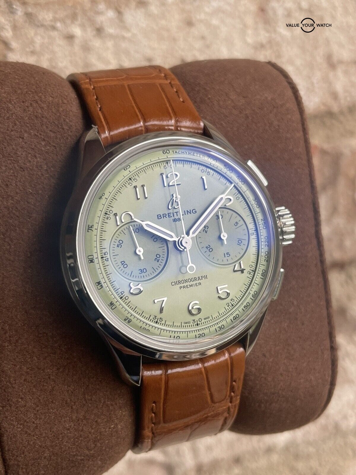 Breitling Premier B09 40 Pistachio Green Dial Manual Wind Chronograph AB0930 - Image 9