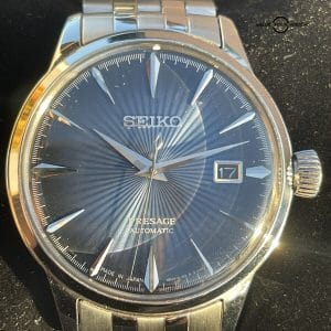 Auth Seiko Presage Cocktail Time SRPB41 Automatic Wrist Watch Blue Sunburst Dial