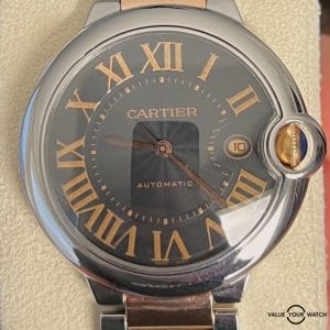 Cartier Ballon Bleu 42mm 18K Rose Gold & Stainless-Steel Chocolate Dial!