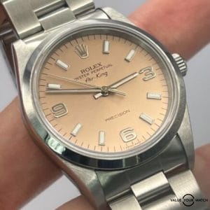 1995 Rolex Air-King 14000 Salmon Dial 34mm Watch.