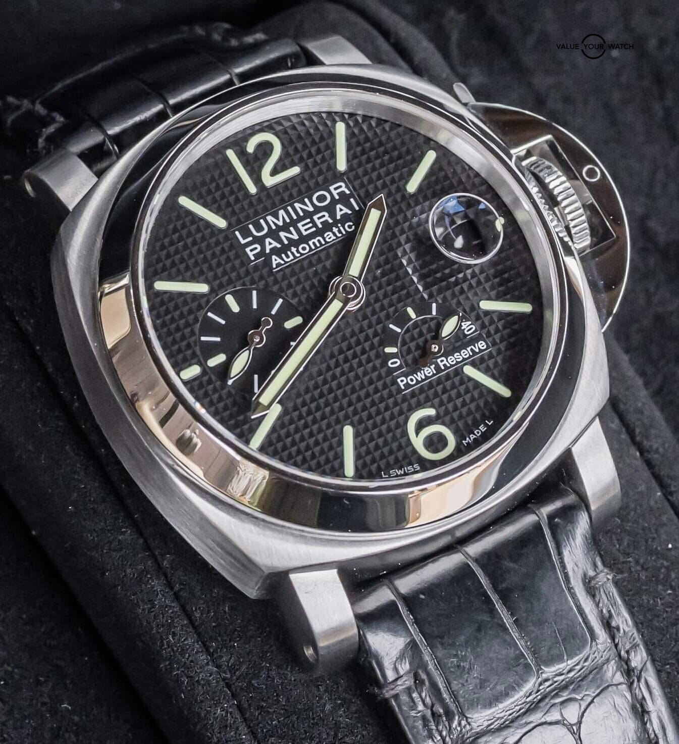 Panerai 241 Luminor Power Reserve Black Dial Black Alligator