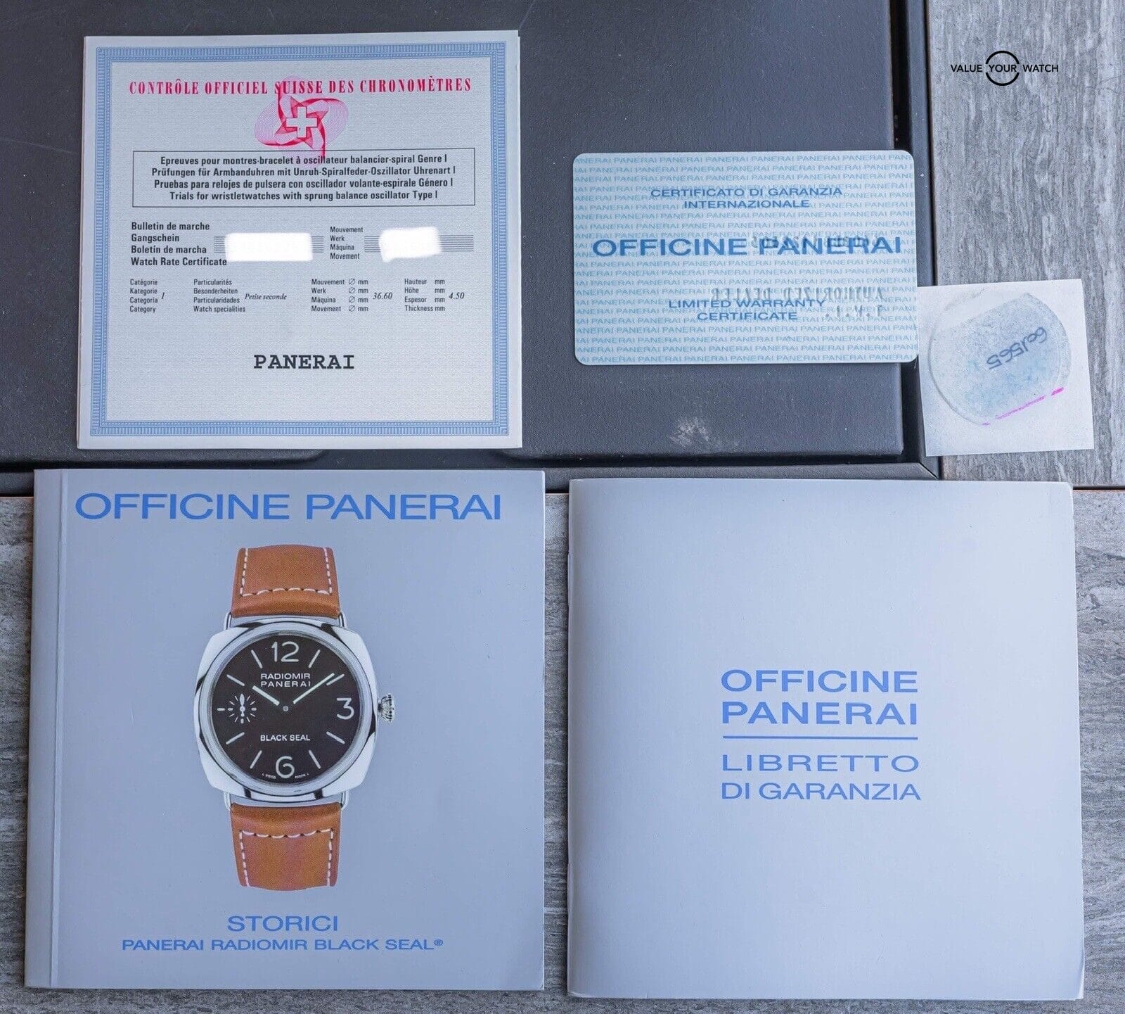 Panerai 183 Radiomir Black Seal 45 Black Complete Box Papers