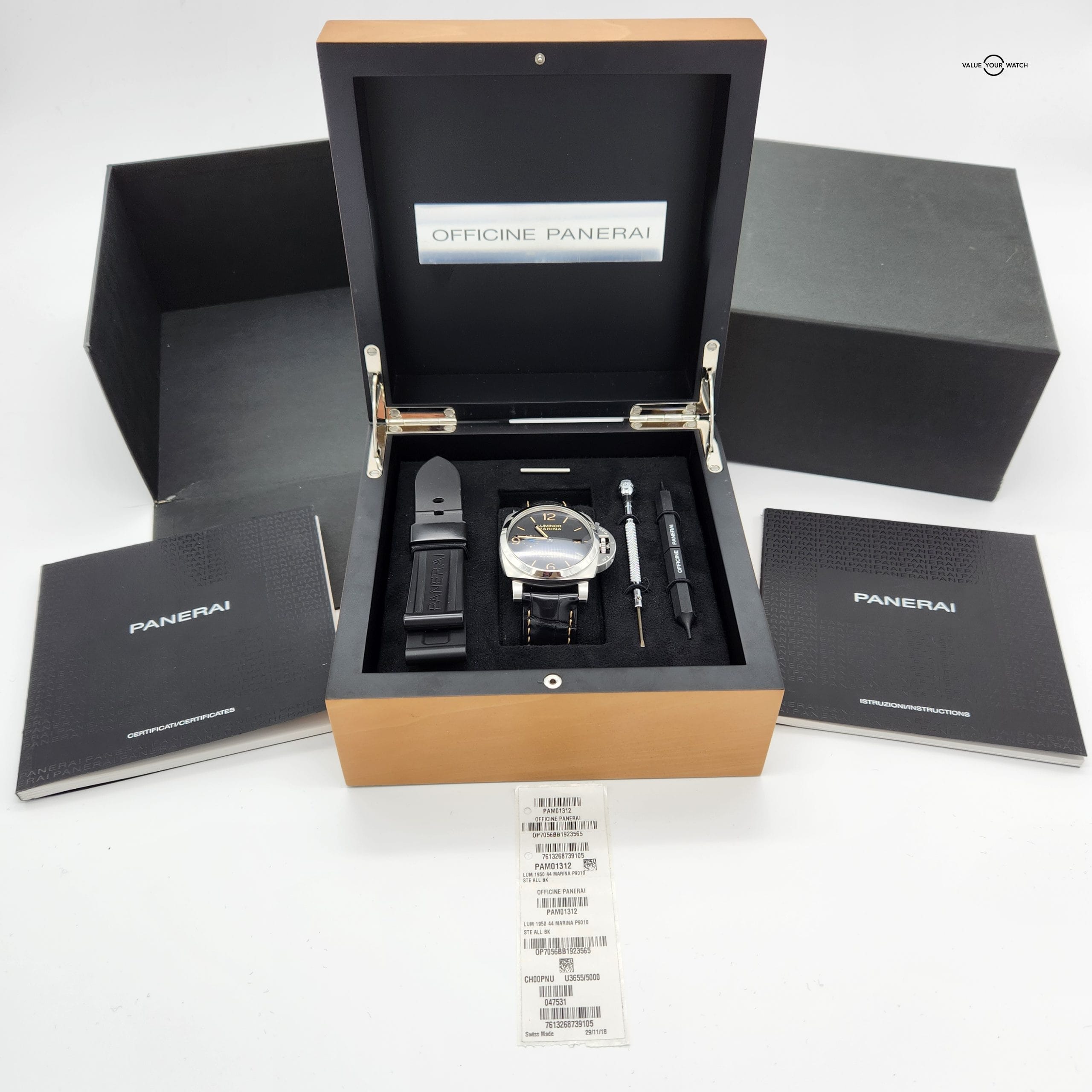 Panerai Luminor Marina 1950 Men's Black Watch 3-Days - PAM01312 PAM1312 w/ Box & Papers (SOLD) - Image 9