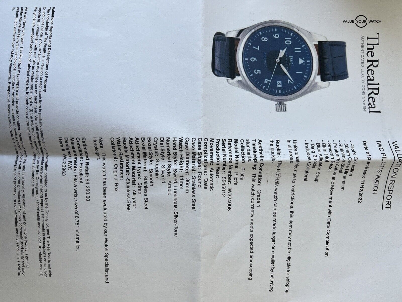 IWC Pilots Midsize 36mm Blue Dial Automatic Mens Watch IW324008 - Image 12