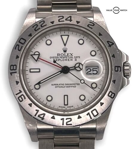 2005 Rolex Explorer II 16570 Polar White Men's 40mm Watch