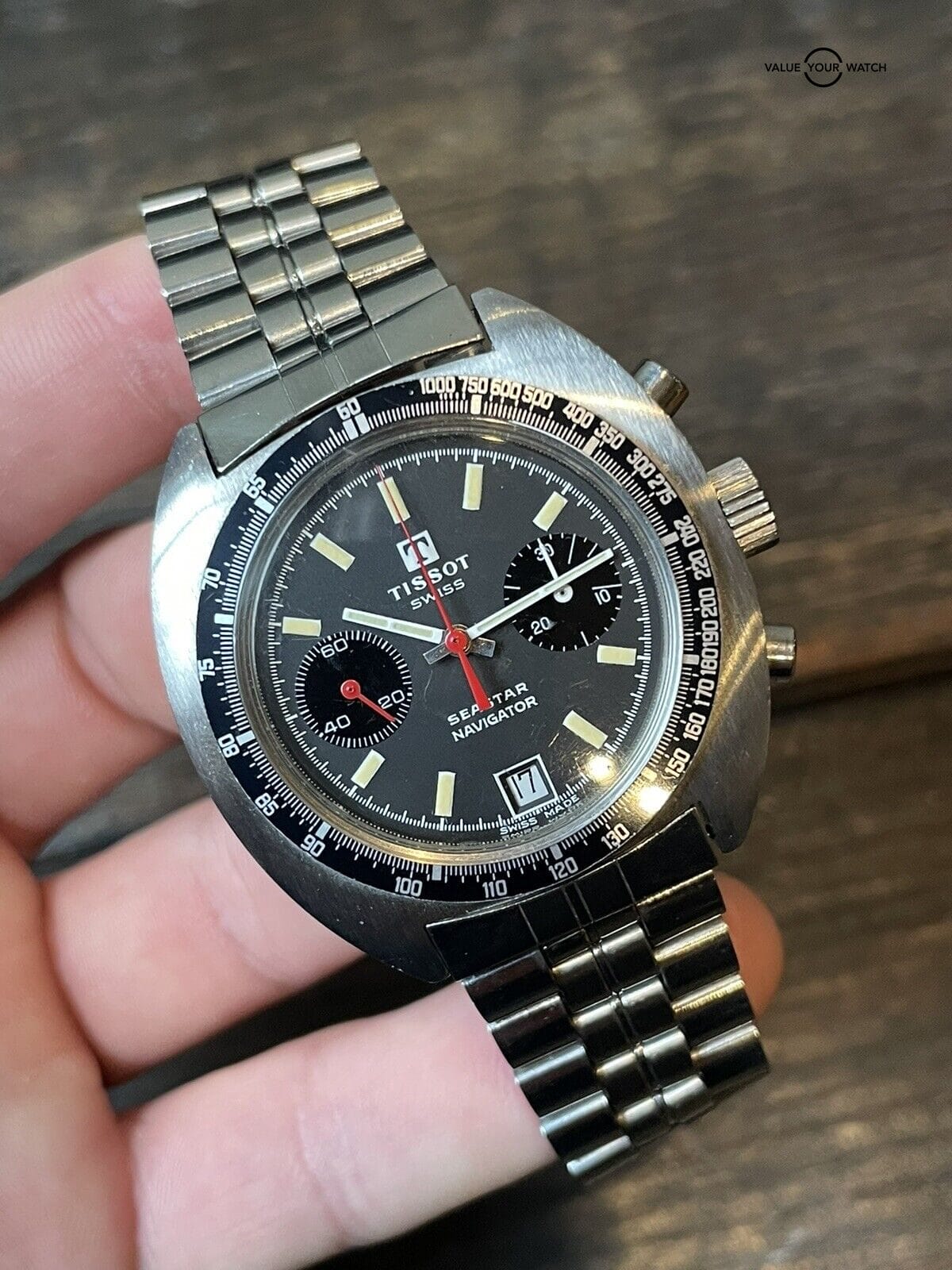 VINTAGE TISSOT SEASTAR NAVIGATOR 1000 CHRONOGRAPH JUMBO VALJOUX 7736 - Image 6