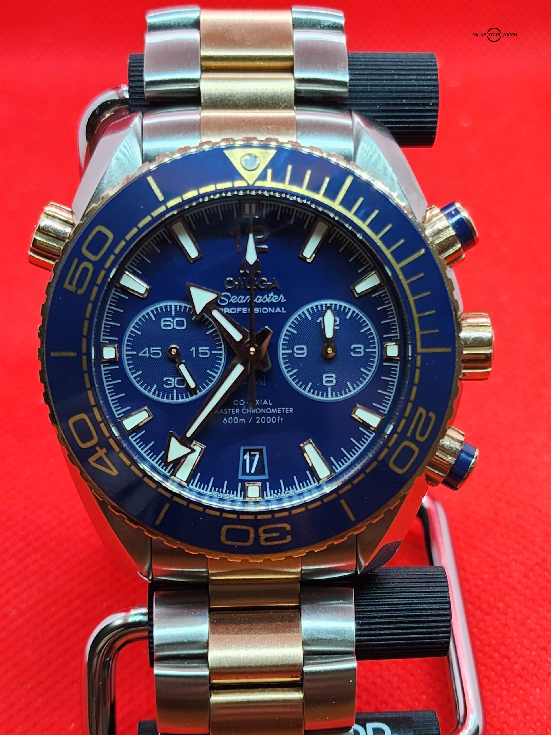 Omega seamaster planet ocean chronograph rose gold best sale