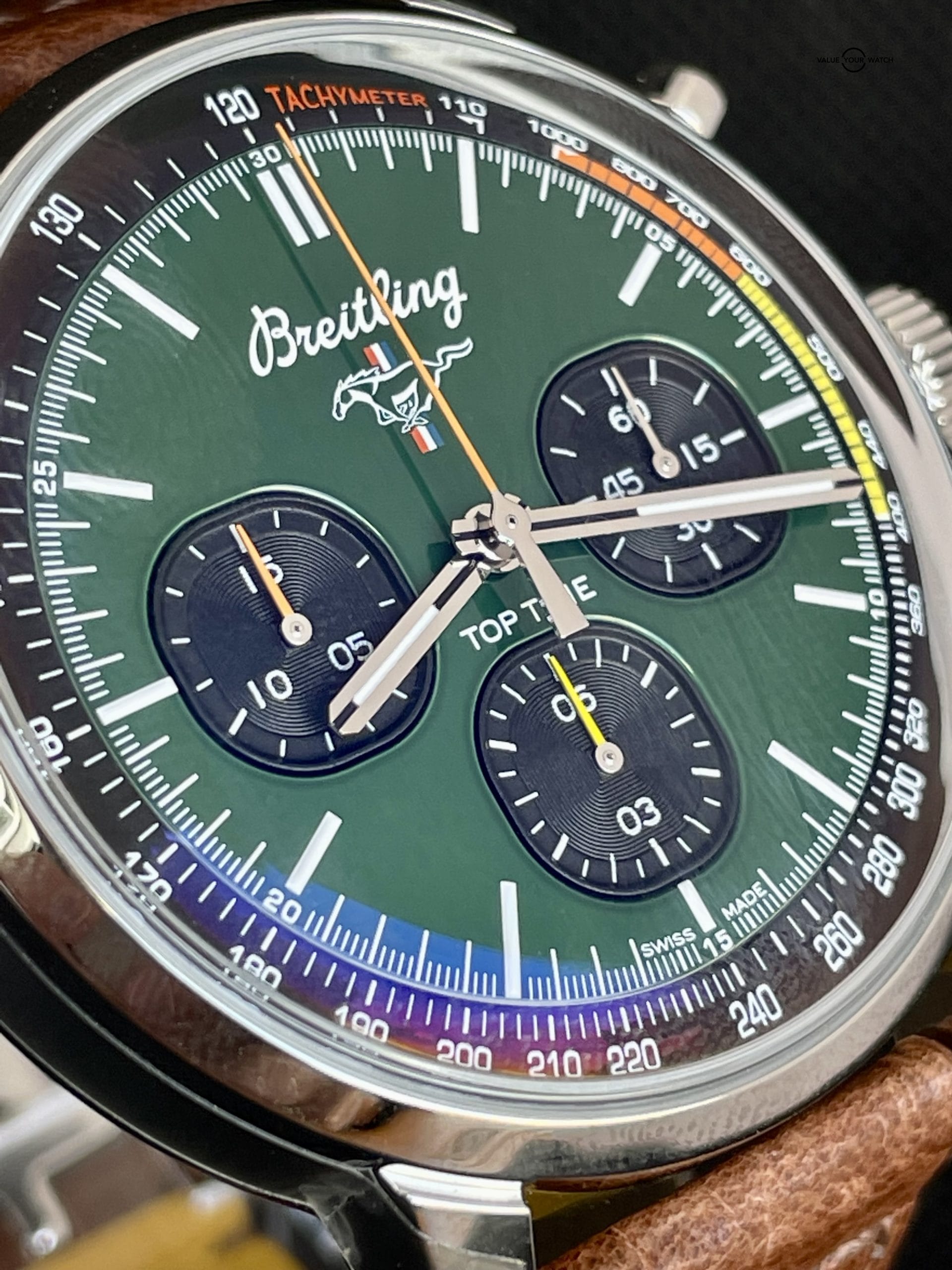 Breitling Top Time Chronograph Ford Mustang Green Dial 42mm Steel Fullset