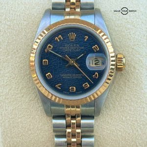 Rolex Lady Datejust 18K Yellow Gold & SS Blue Jubilee Arabic Dial RARE!!!