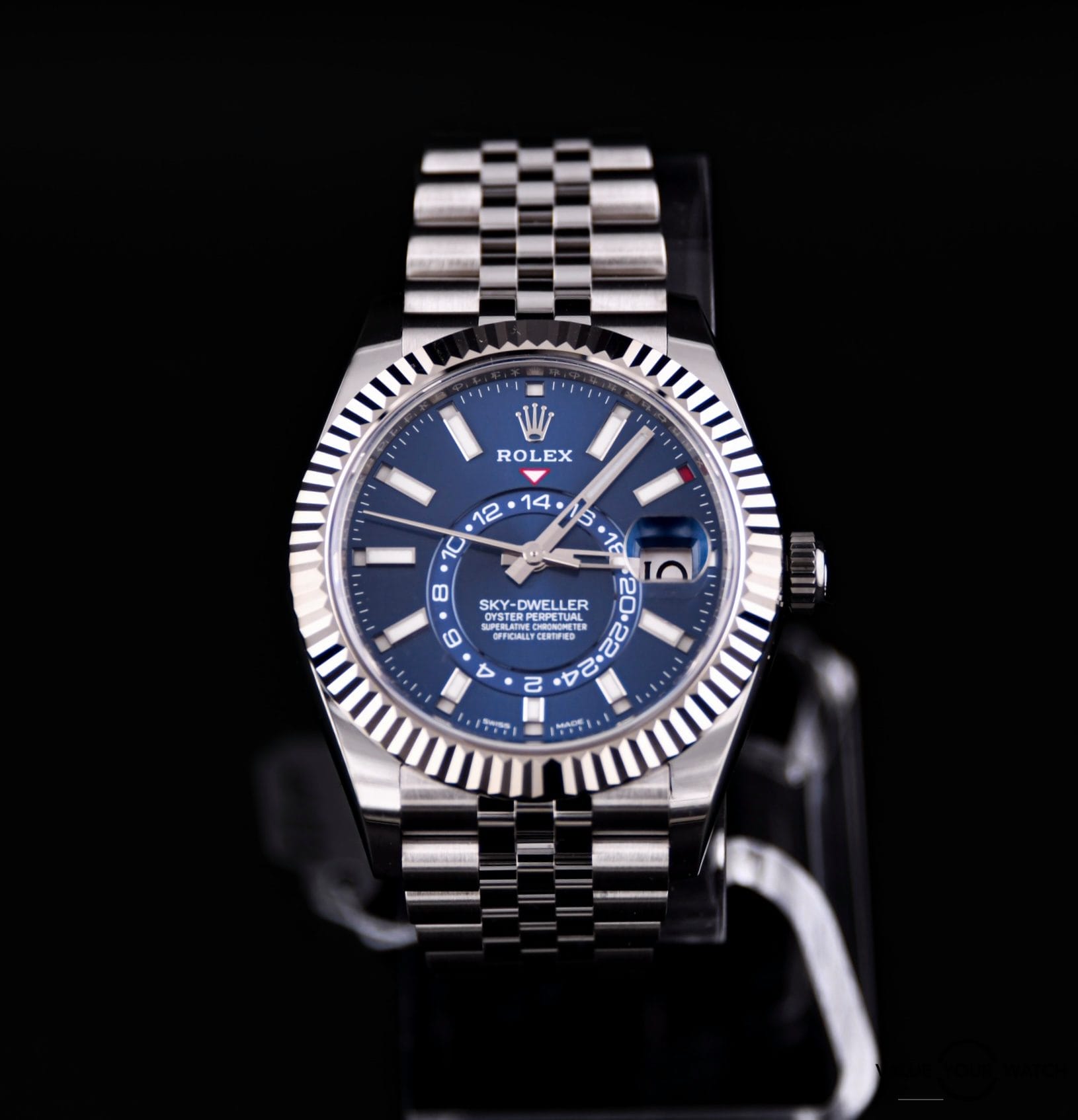 Rolex Sky Dwelller blue dial w stainless steel jubilee bracelet 326934 w/ box & papers
