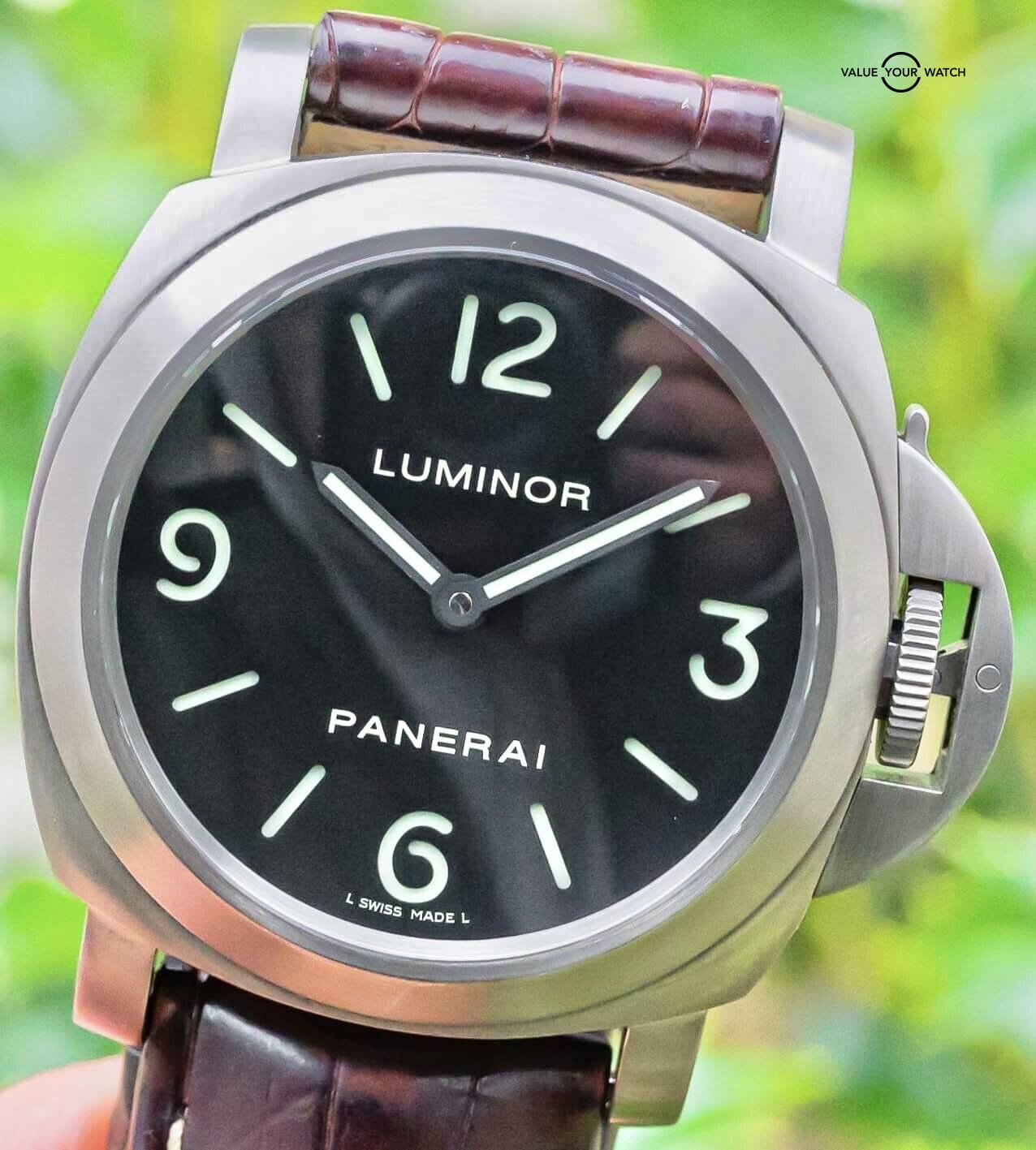 Panerai 176 Luminor Base Black Dial Titanium Alligator Boxes