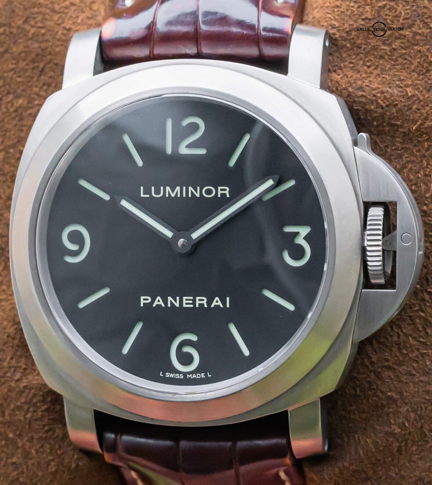 Panerai 176 Luminor Base Black Dial Titanium Alligator Boxes