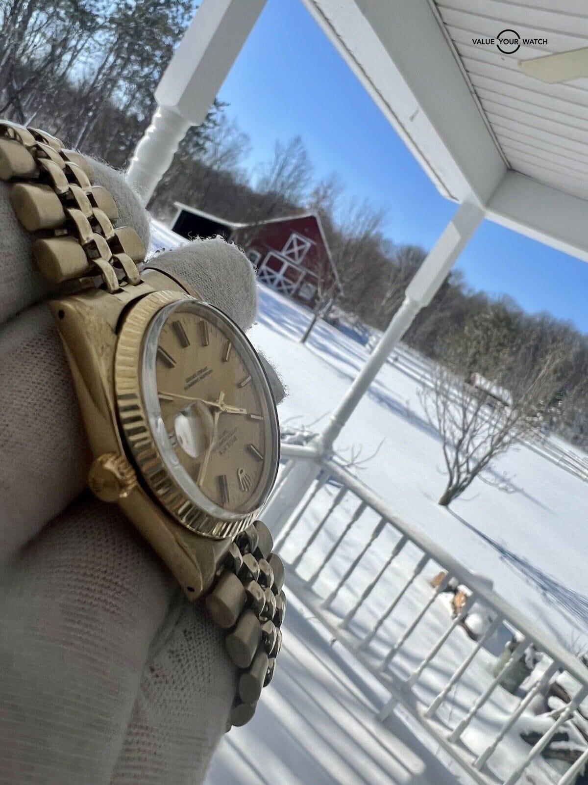 Rolex Oyster Perpetual Date 34mm 14K Gold Champagne Dial - Image 3