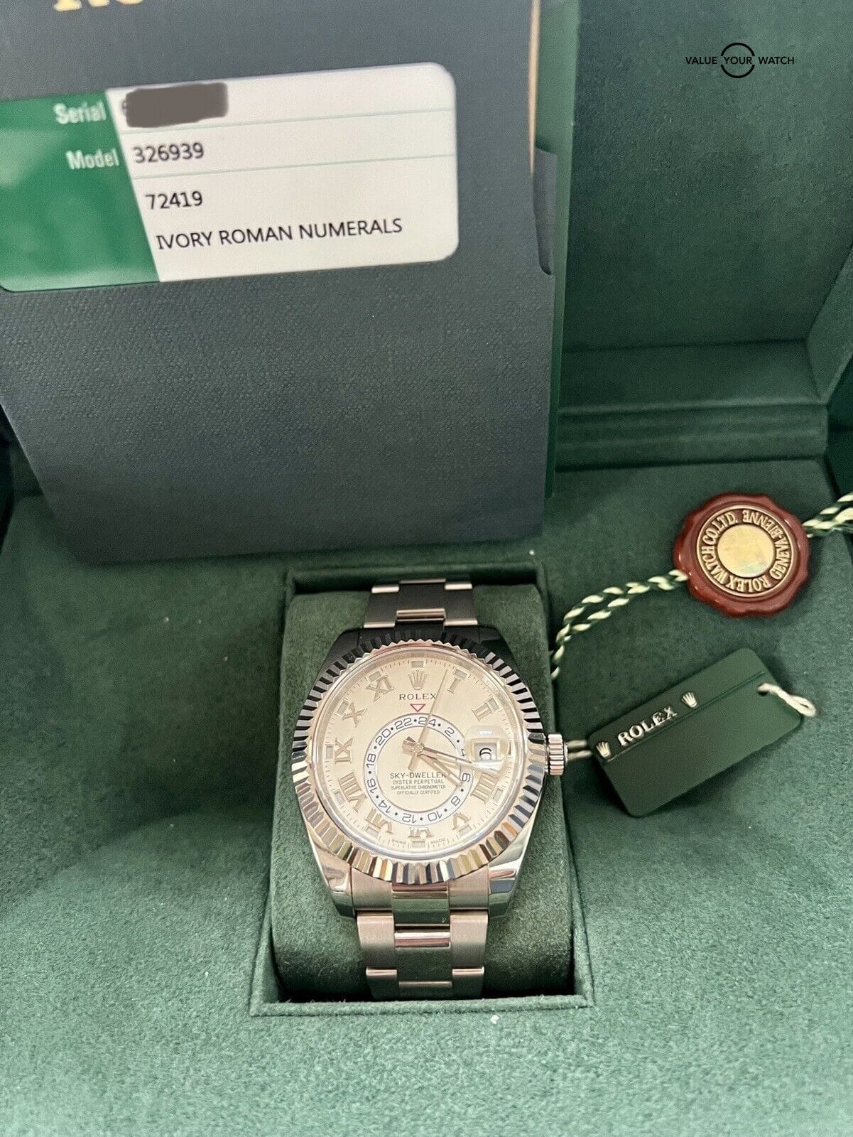 Rolex Sky Dweller 326939 White Gold Ivory Dial 42mm 2015 Discontinued Model - Image 9