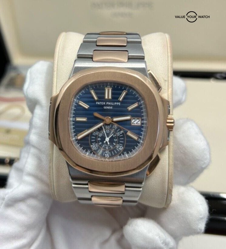 Flyback Chronograph Patek Philippe Nautilus Blue Dial Rose Steel 5980/1AR-001