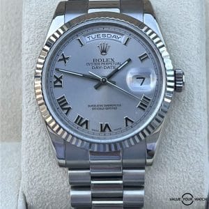 Rolex Day-Date President 118239 Silver Roman Dial 18K White Gold (Heavy Buckle)!
