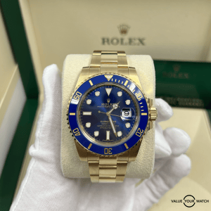 2021 Mint Complete Set Blue Dial Ceramic Yellow Gold Rolex Submariner 116618LB