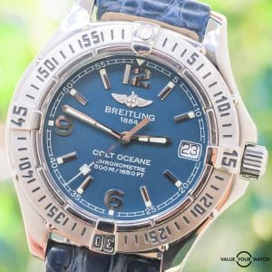 Breitling Colt Oceane 33 Blue Dial Croco Stainless Steel Boxes Deploy A77350