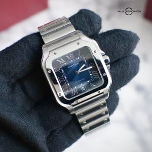 2023 Cartier Santos De Cartier Large Blue Stainless 39.8mm WSSA0030 Box & Papers