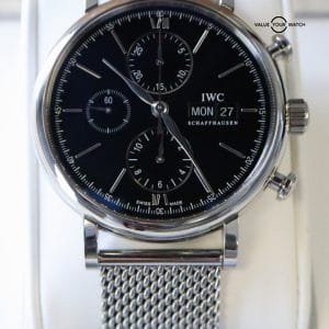 IWC Portofino Chronograph 42mm IW391030 Stainless Steel Black Dial!