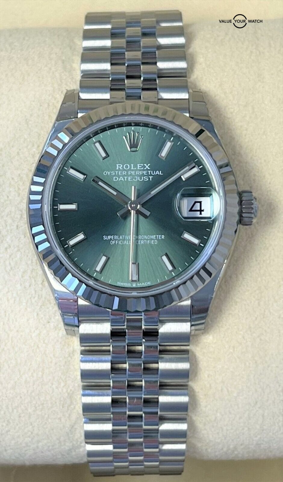 2023 Rolex Datejust 278274 Mint Green Dial 31mm Stainless Steel & 18K White Gold