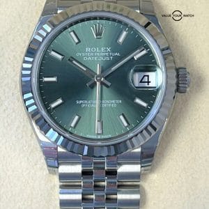 2023 Rolex Datejust 278274 Mint Green Dial 31mm Stainless Steel & 18K White Gold