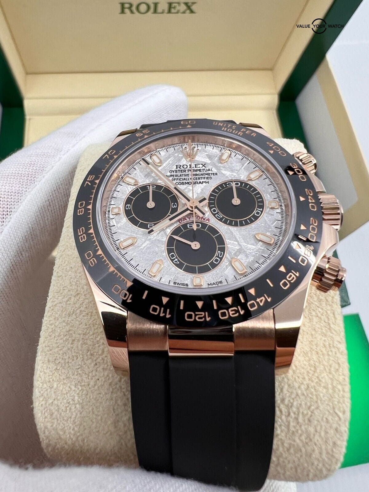 2023 Stunning Dial Pattern Rolex Daytona Rose Gold Meteorite Oysterflex 116515LN - Image 8