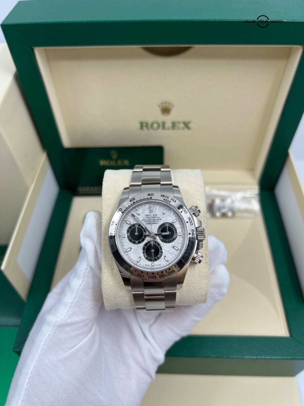 2022 Unpolished Mint Complete Meteorite Dial Rolex Daytona 18k White Gold 116509 - Image 4