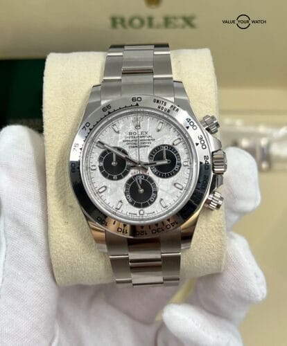 2022 Unpolished Mint Complete Meteorite Dial Rolex Daytona 18k White Gold 116509