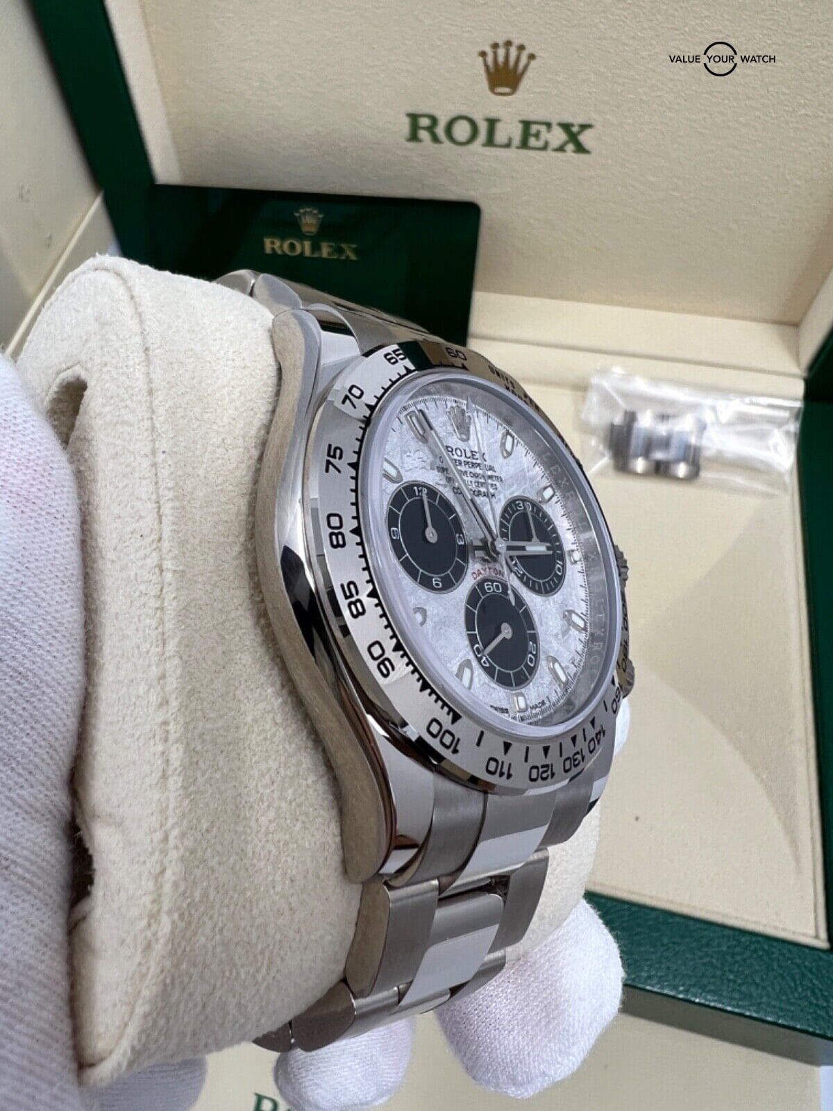 2022 Unpolished Mint Complete Meteorite Dial Rolex Daytona 18k White Gold 116509 - Image 12